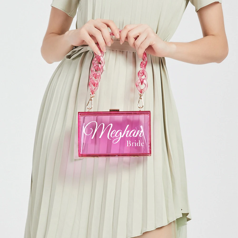 

Women Fashion Bags Personalized Handbag Jelly Clutch Purse Candy Color Acrylic Bag Bachelorette Custom Bridesmaid Clutch Bag