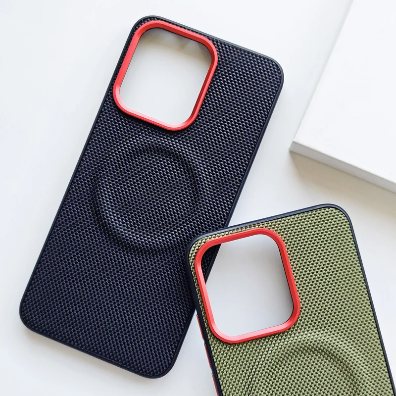 

For OnePlus Turbo 6 Case ELVEV Magnetic Luxury Weave PU Leather Anti-fall with Wireless Charging Cover
