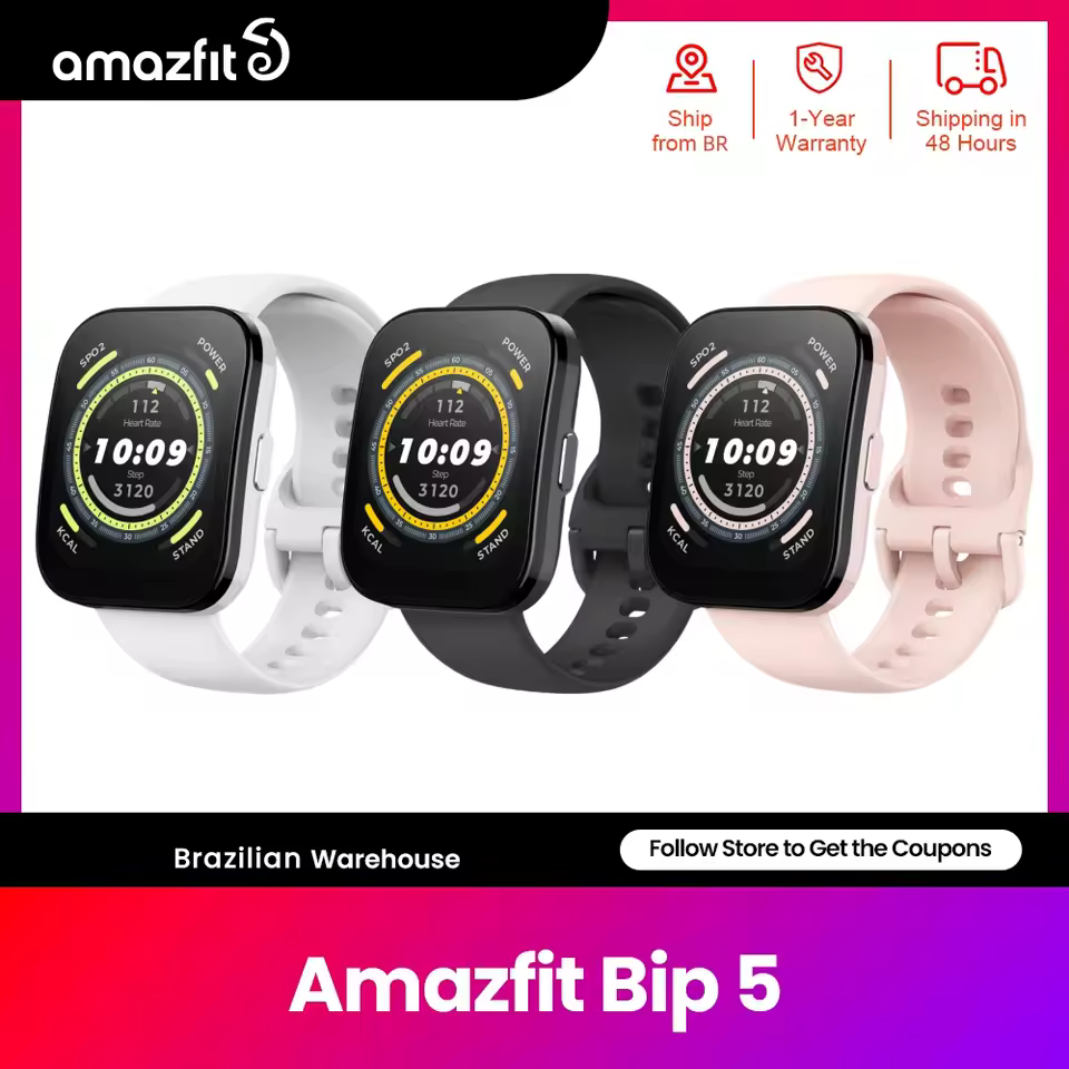 Amazfit bip 5 relógio inteligente 1.91 “display fitness 120 + modos esportivos