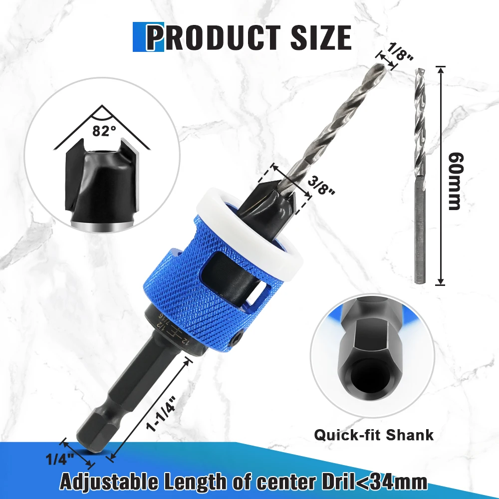 Carbide Tipped Countersink Drill Bit M2 High-speed Steel Drill 1/4