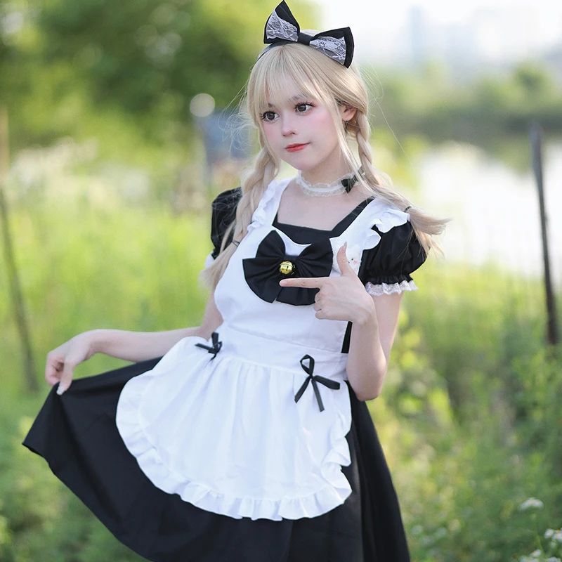 Japanse Black Classic Meid Outfit Anime Game Cosplay Alice Soft Girl Lolita Meid Rok Cafe Fris En Sweet Style Jurk