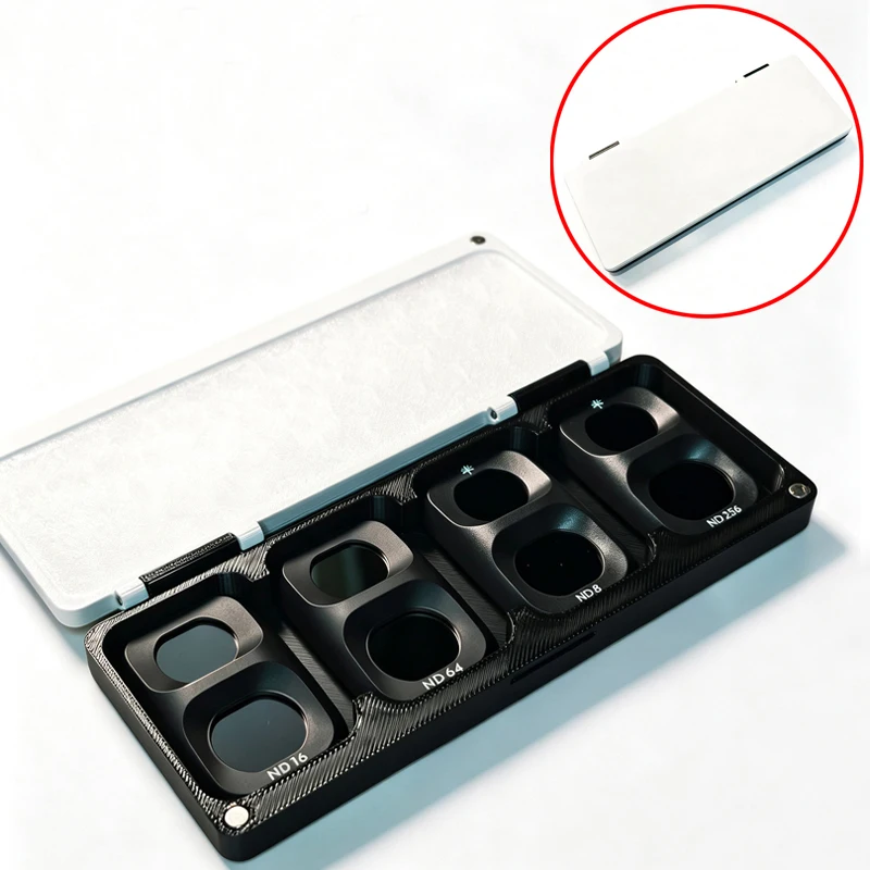 1 Stück Kompakte Aufbewahrungsbox für DJI Pocket 4P Bajonettfilter mit TPU-Wabenpolsterung, Magnetverschluss-Deckel und Tragegriff