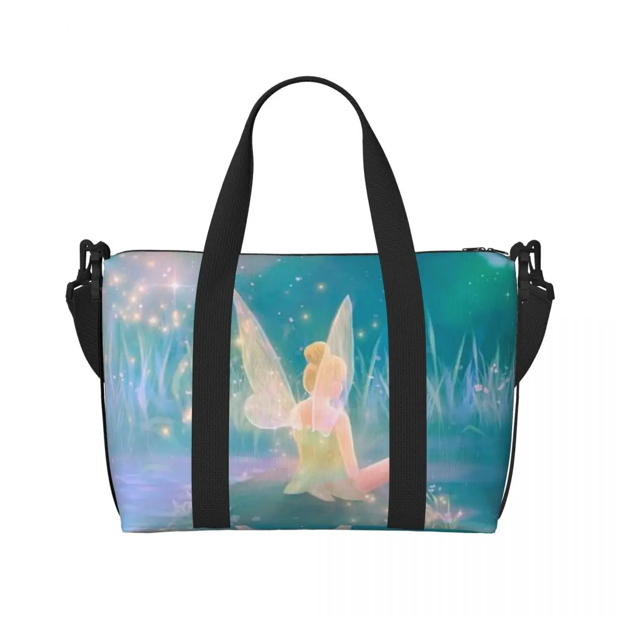 Custom Tinker Bell Cute Cartoon Tote Bag for Women Large Capacity Gym Beach Travel Bags