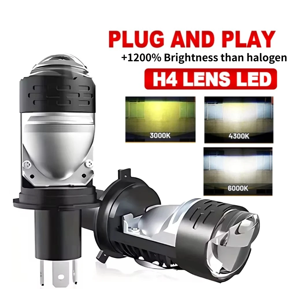 1/2pcs 6800W H4 LED Headlight Bulbs 9003/HB2 Projector Lens 1:1 Plug And Play 3000K 4300K 6000K Hi/lo Beam For Cars/Motorcycles
