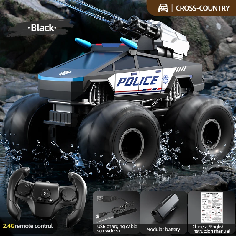 360-Degree Rotation 4WD Amphibious RC Car 2.4G Water Cannon Shooting Remote Control Cars Truck Climbing All-Terrain Stunt Car