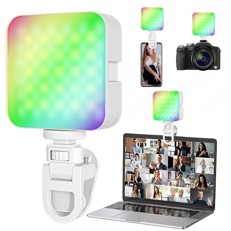 Selfie Light RGB Clip-on LED Light for Phone Laptop Tablet Computer Phone Light for Selfie Video Conference Zoom Photography