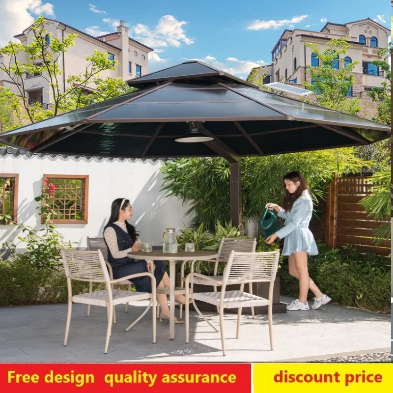 

Outdoor sunshade villa garden courtyard sub-terrace roof outdoor sunshade wind-resistant umbrella with light