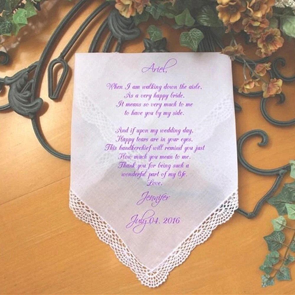 personalized Junior Maid of Honor Gift, Wedding Handkerchief, PRINTED, CUSTOMIZED Wedding gift, Sisters of the Bride Gift