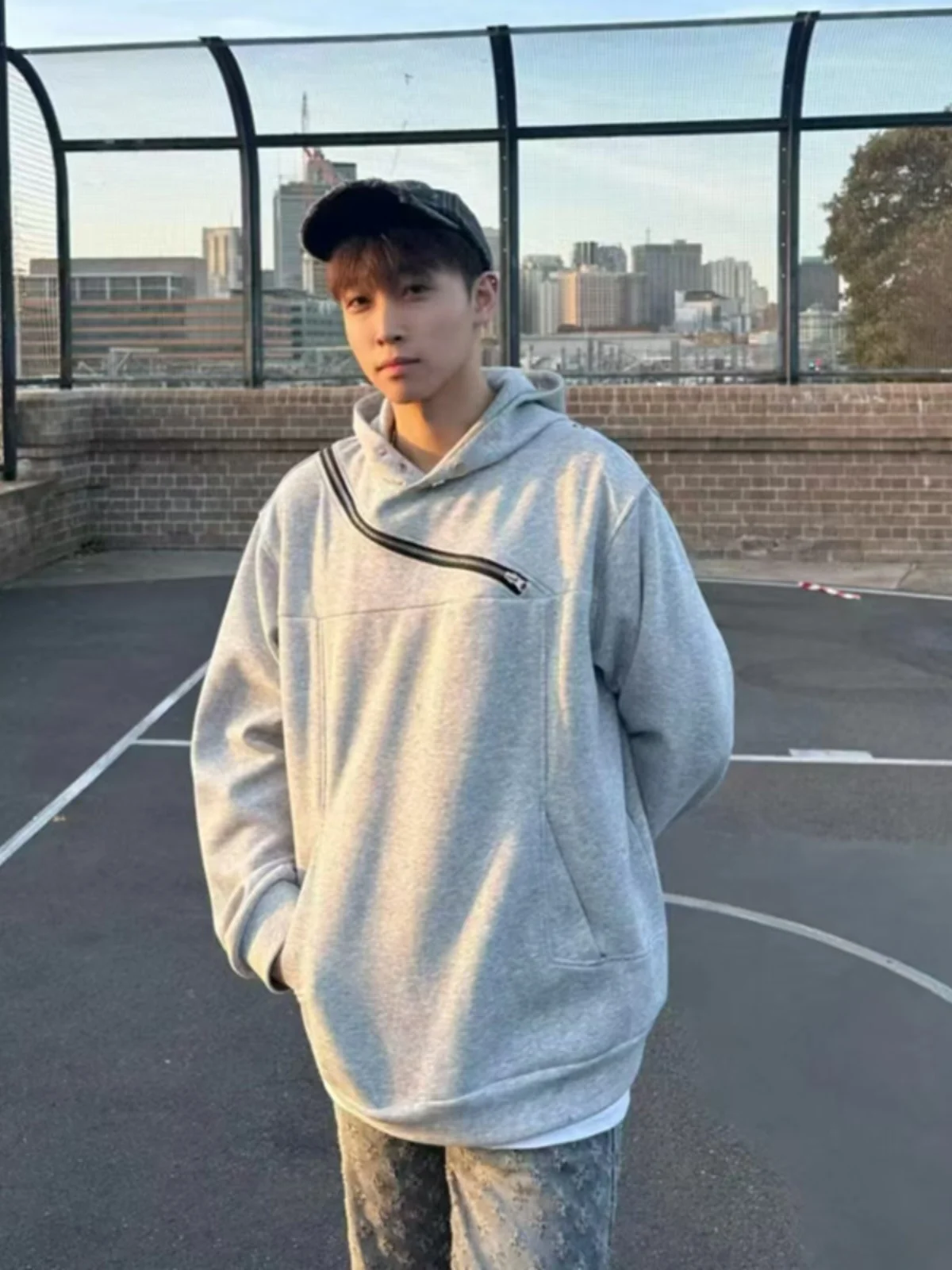 

Casual Hooded Zipper Sweatirt Men's Loose Fit Autumn Winter Outerwear Youth Trendy Anti-Wrinkle Wear Resistant Sweatirt