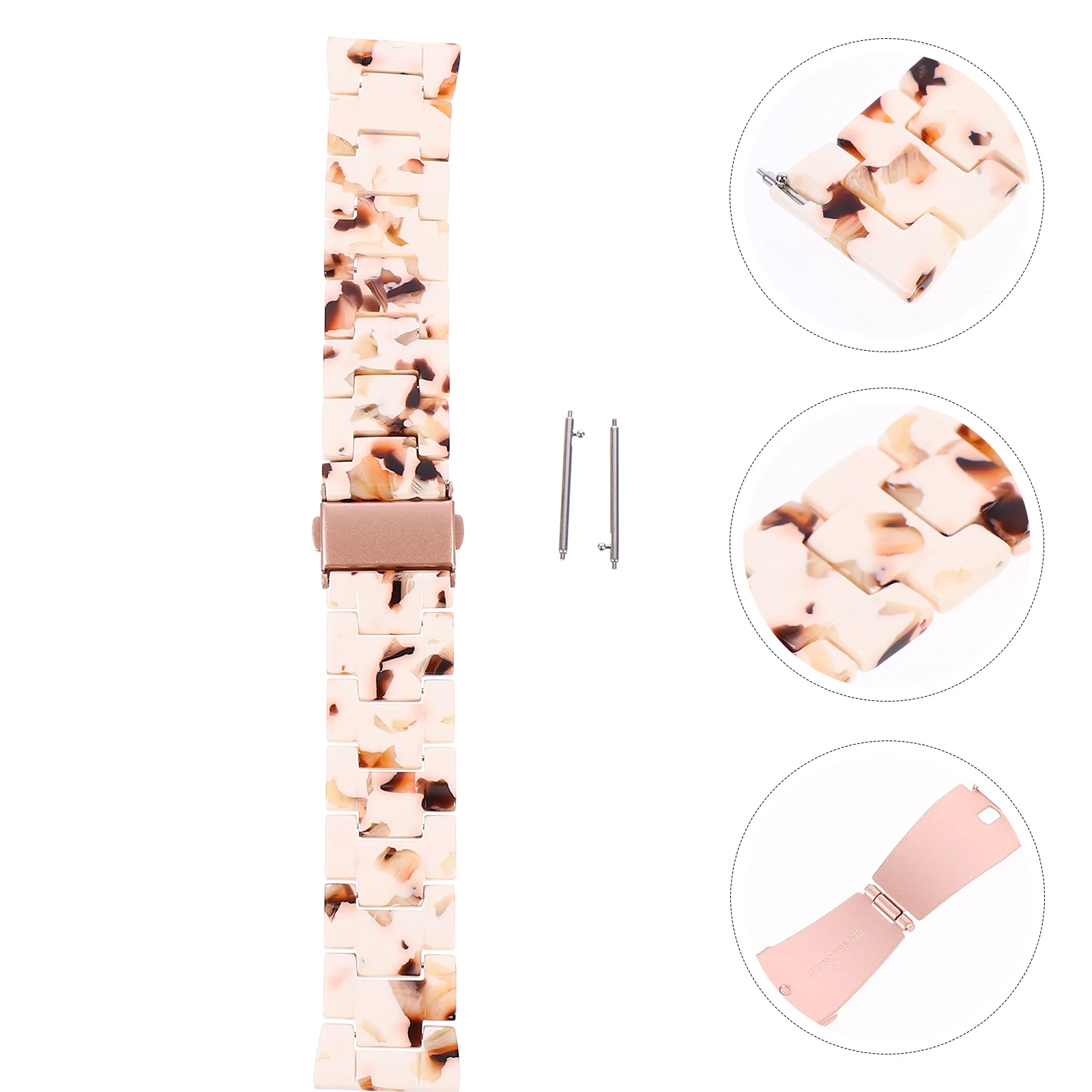 

22Mm Smart Watch Band Waterproof Resin Strap Luxury Shine Finish Comfort Fit for Summer Sports Quick Release Foldover Buckle