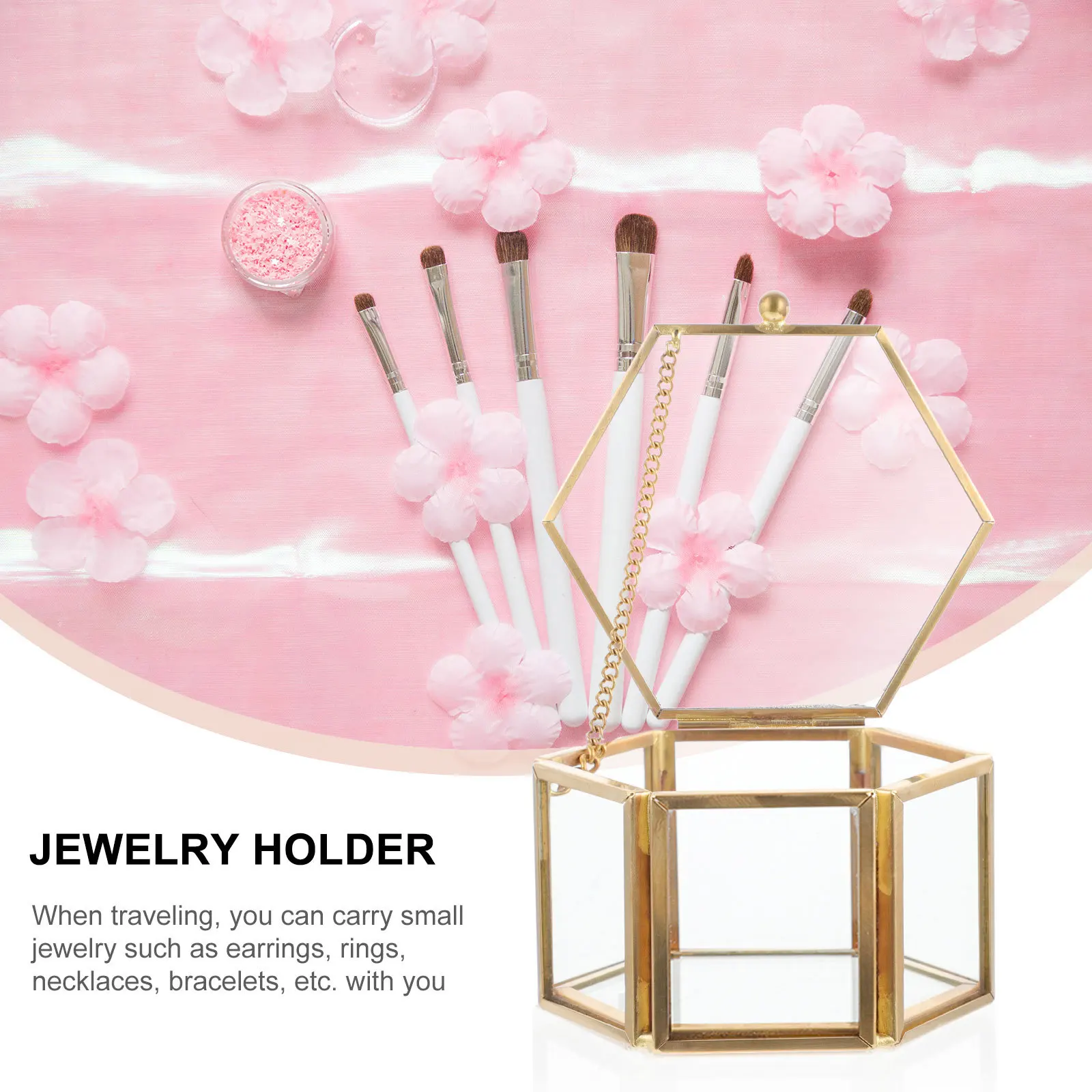 Hexagonal Glass Jewelry Box Transparent Organizer Luxury Noble Design for Special Occasions Travel Earrings Rings Necklaces