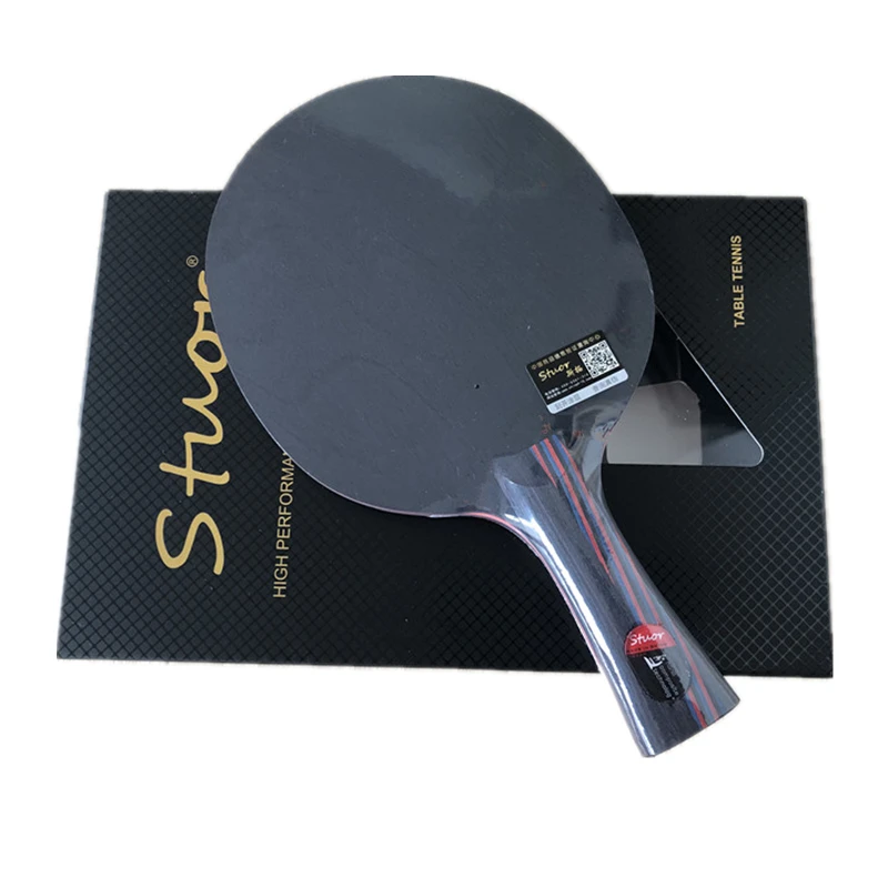 Raqueta de tenis de mesa profesional, mango corto y largo, hoja de carbono, goma con espinillas de doble cara, raquetas de Ping Pong con estuche