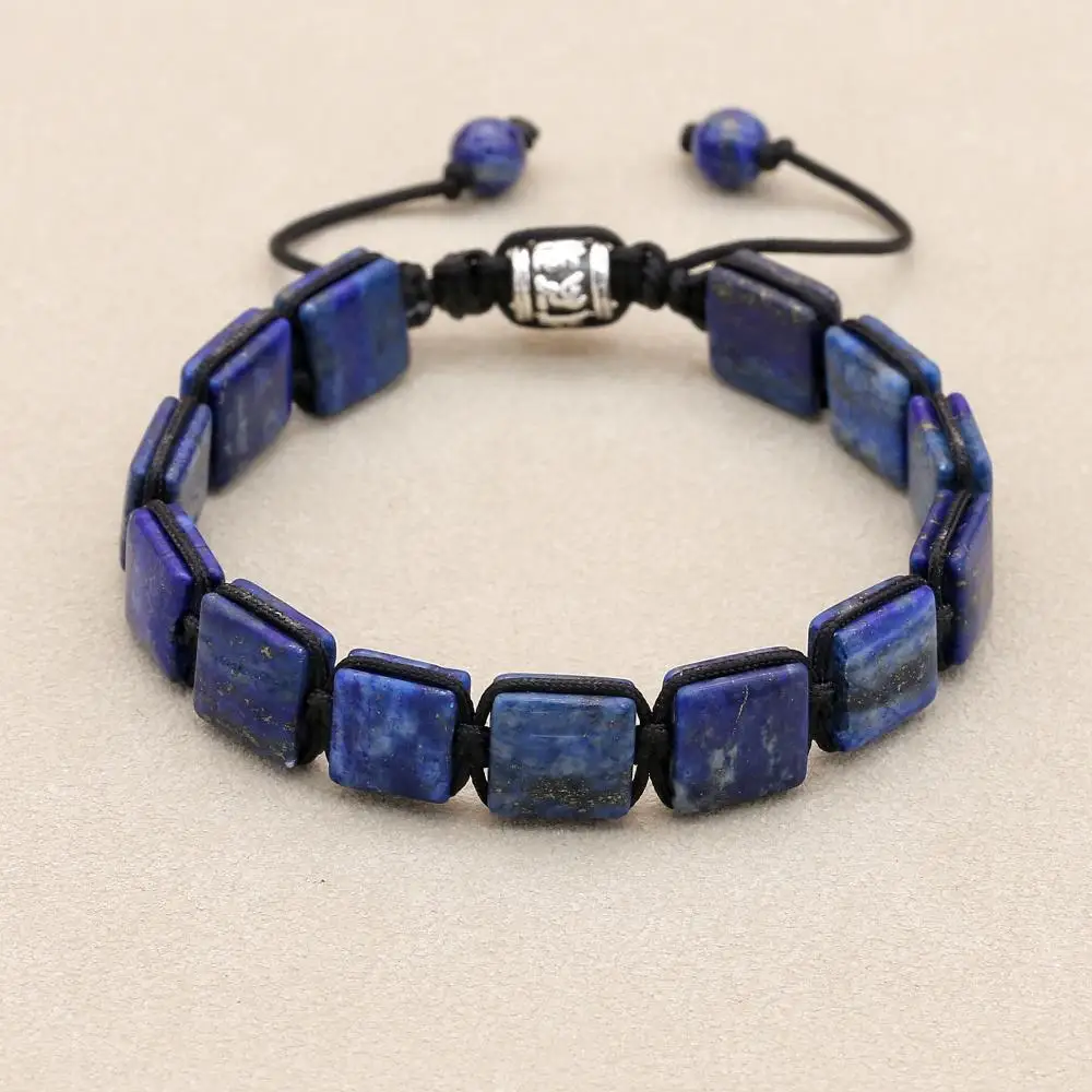 10MM Lapis Lazuli Natural Stone Braided Bracelet & Bangle Punk Man Women Friendship Charm Bangle Bracelet Handmade Jewelry