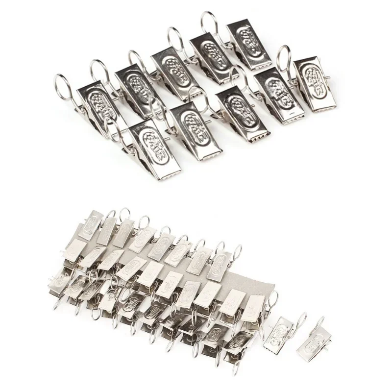 20 - Piece Pack Curtain Clips With Iron Rings Crocodile - Shaped Curtain Hooks Double-row Tooth Clamp