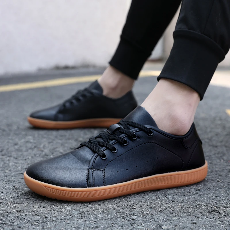 Fashion men wide toe barefoot shoes PU leather comfortable casual sports shoes couple running shoes fitness walking shoes 36-46
