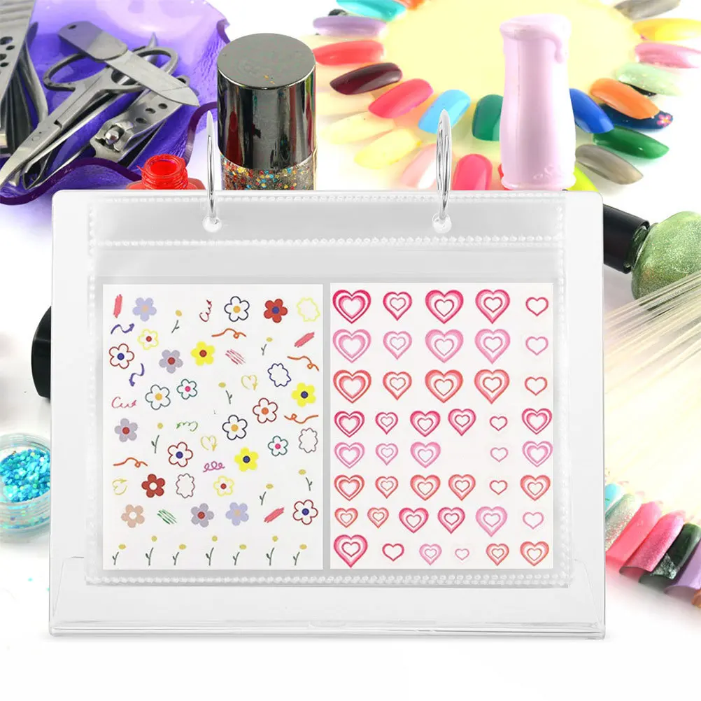 

2Pcs Nail Sticker Display Holder Transparent Acrylic PVC Organizer Showcase Different Styles Effects Mini Photos Desktop