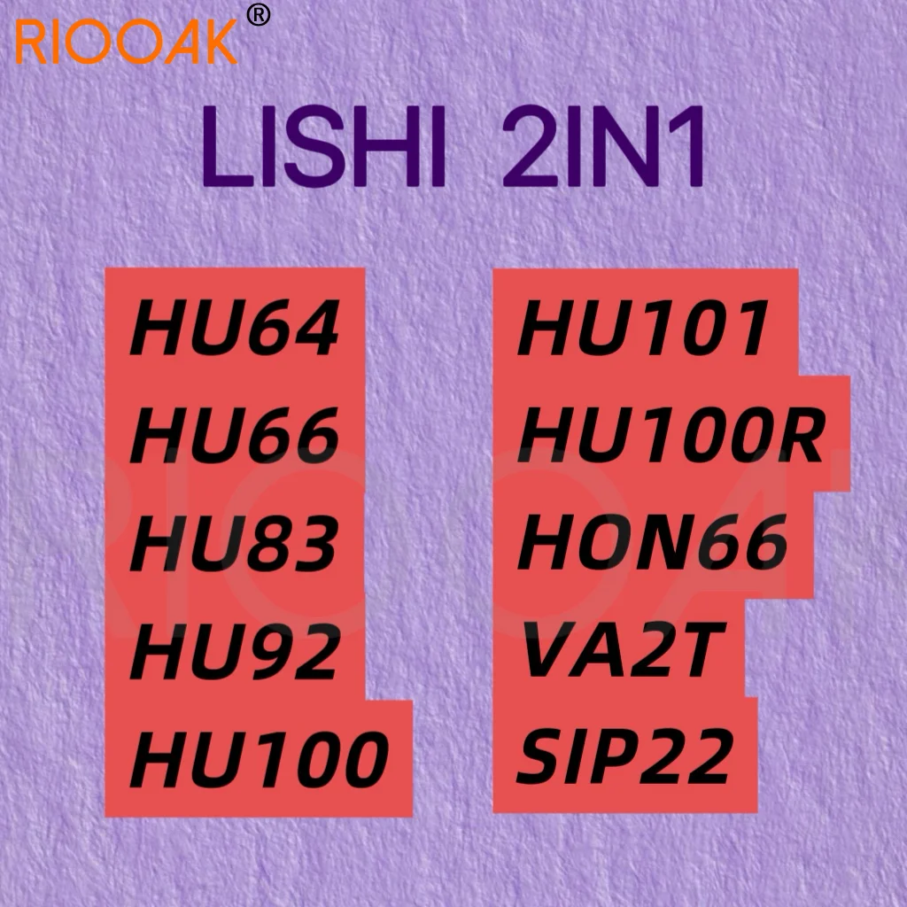 Lishi 2 in 1 2in1 Tool HU64 HU66 HU83 HU92 HU100 HU101 HU100R HON66 VA2T SIP22 locksmith tool for car key