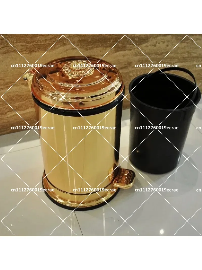 6L Stainless Steel Trash Can with Lid Antique Bronze Waste Bin for Home Office Kitchen Bathroom