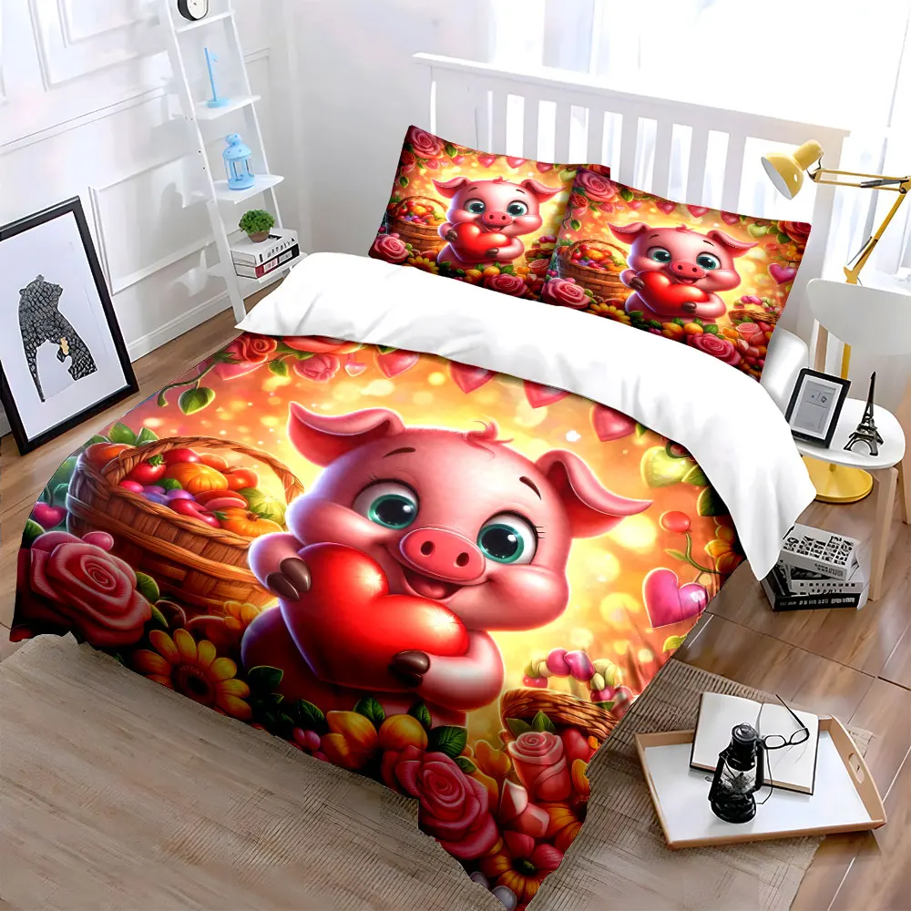 Colorful flowers and fruit basket Print Bedding Set 1 Duvet Cover 2 Pillowcases for Adult and Children Luxury Gift Full Size