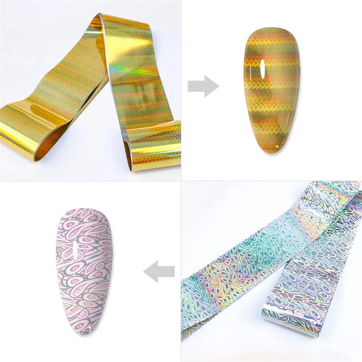 ABKB 10 لفات رقائق الأظافر ملصقات البولندية المعدنية اللون النجوم ورقة نقل احباط يلتف لاصق الشارات مسمار الفن زينة