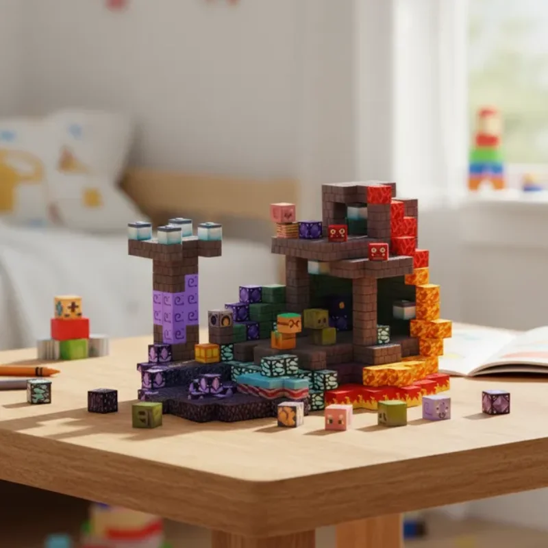 ชุดของเล่น STEM 100 ชิ้น ตัวต่อแม่เหล็กสร้างสรรค์ รูปแบบถ้ำลาวา ชุดของขวัญเสริมพัฒนาการสำหรับเด็ก ตกแต่งคริสต์มาส