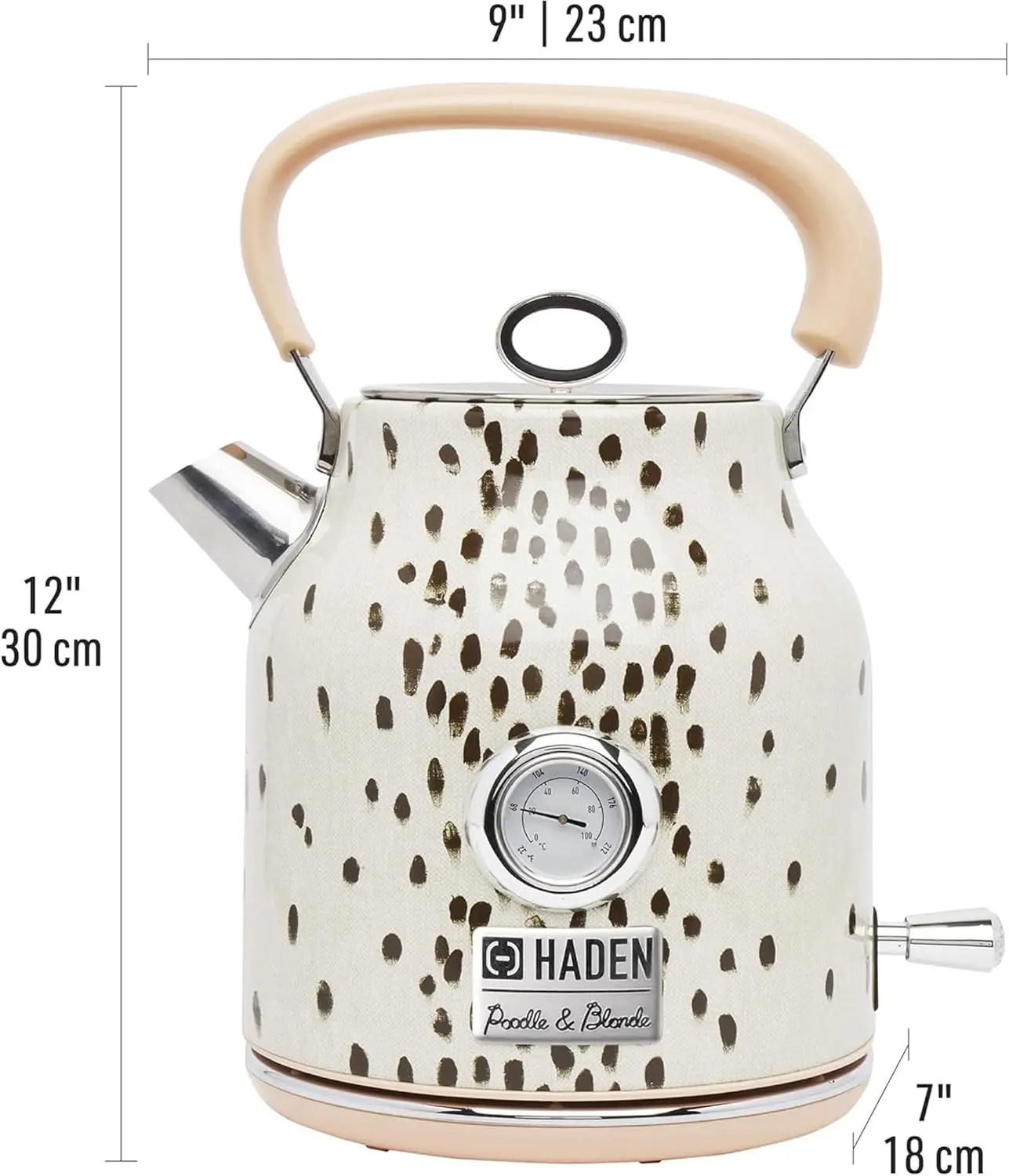 Margate Poodle and Blonde Electric Kettle 1.7 Liter Cordless Stainless Steel with Tottenham Dalmatian Print and Auto Shut Off, M