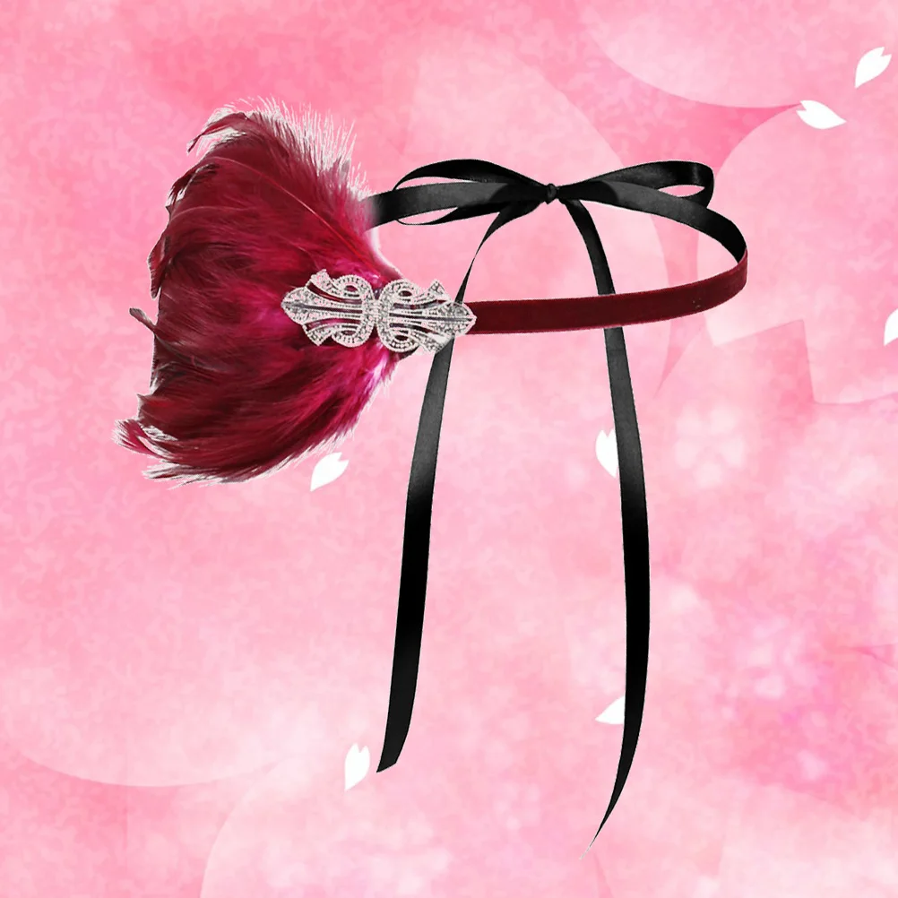 

Sequined Rhinestone Ostrich Headb Headpiece Stretchable Hair Accessory for Women Wedding Church Party Show