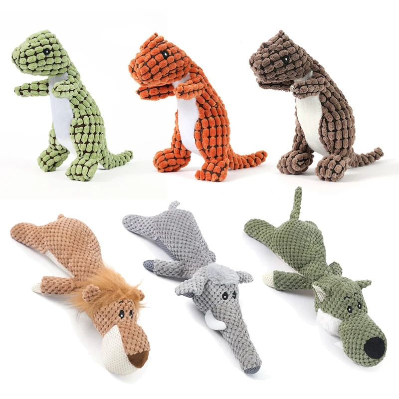 Dinosaur Plush Dog Squeaky Interactive Toys For Small Large Dogs Bite Resistant Chew Toy Pets Accessories