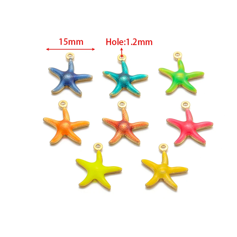 20 pendenti con stelle marine in acciaio inossidabile, pendenti con olio a goccia, sfusi per portachiavi gioielli carini fai da te, creazione di orecchini, collane