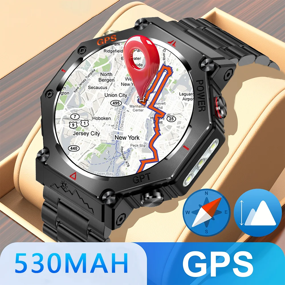 

2025 NEW For HUIAWE GPS Smart Watch Men 10ATM IP69K Waterproof Smart Watches Compass Altimeter Barometric 1.43'' AMOLED Bracelet