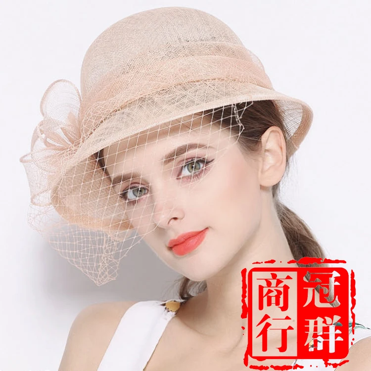 X4123  Retro British Veil Fascinators Linen Gauze Cap Women Mesh Hat Ladies Banquet Hat Sun Shade Summer Hat Women Millinery Cap