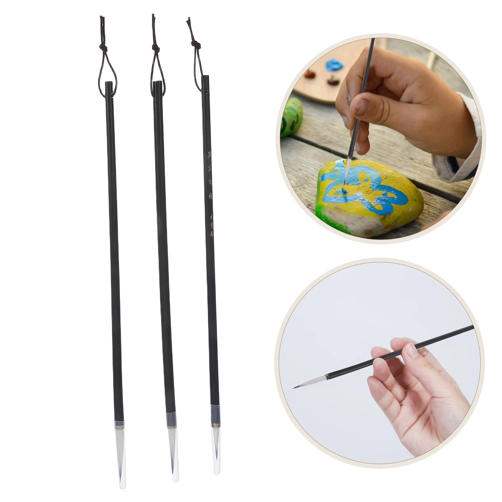 

3 Pcs Hair Fine Line Brushes for Chinese Painting Bird Japanese Brush Pens Flower Detailing Calligraphy Art Supplies