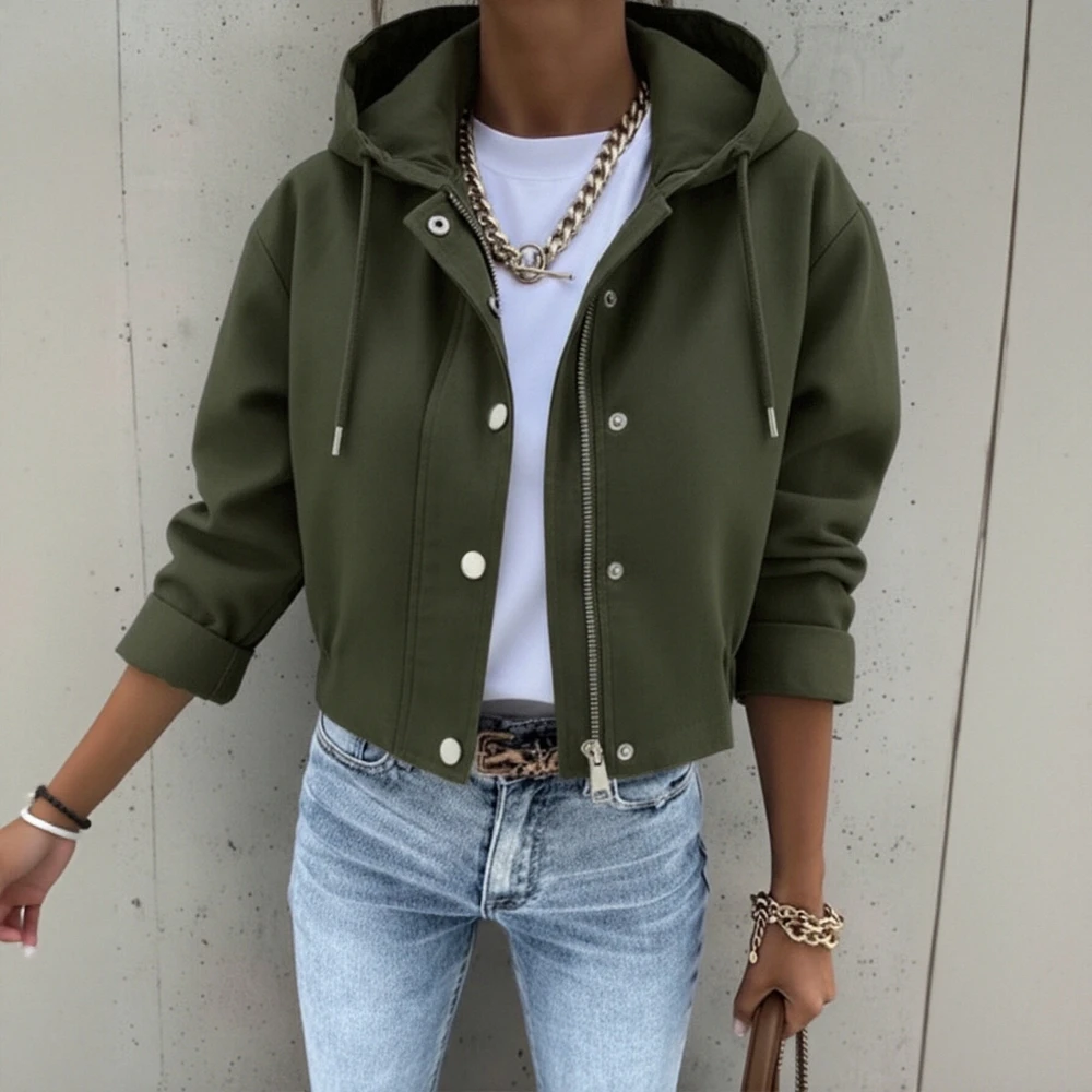 

Повседневная куртка с круглым вырезом, осеннее украшение на пуговицах, женский топ, модная удобная верхняя одежда на все сезоны