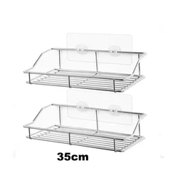 Bathroom Shelf Kitchen Storage Rack Stainless Steel Punch-Free Wall Mounted Shelf Shower Kitchen Wall Storage Organizer Rack