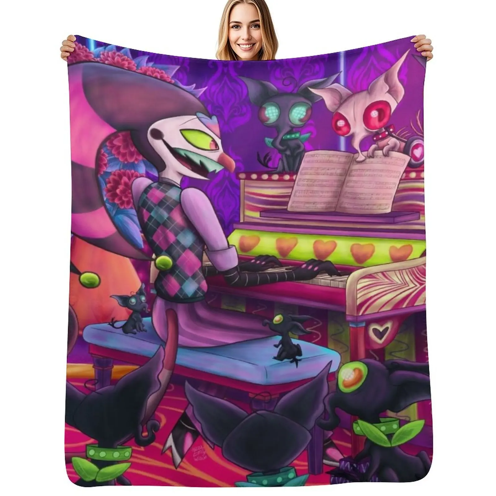 Fizzarolli - Piano Practice with Quieves Throw Blanket Kid'S Large Furry Flannels warm winter Thins Blankets
