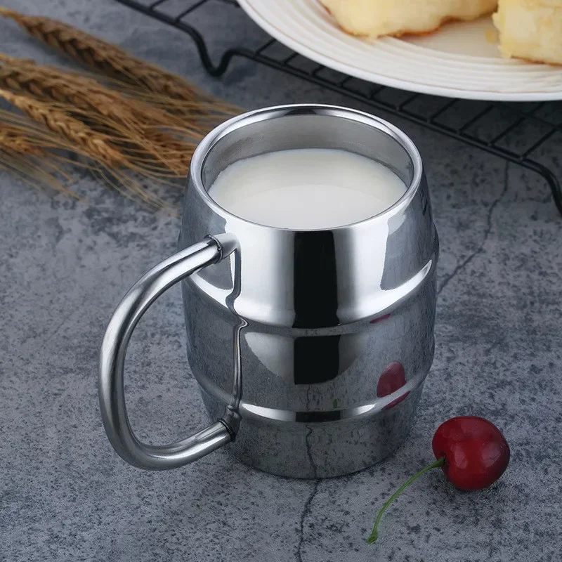 304 الفولاذ المقاوم للصدأ جدار مزدوج معزول كوب للبيرة مع مقبض للمشروبات الباردة الساخنة القهوة الحليب الشاي الاطفال المنزل بار مطعم الاستخدام #2