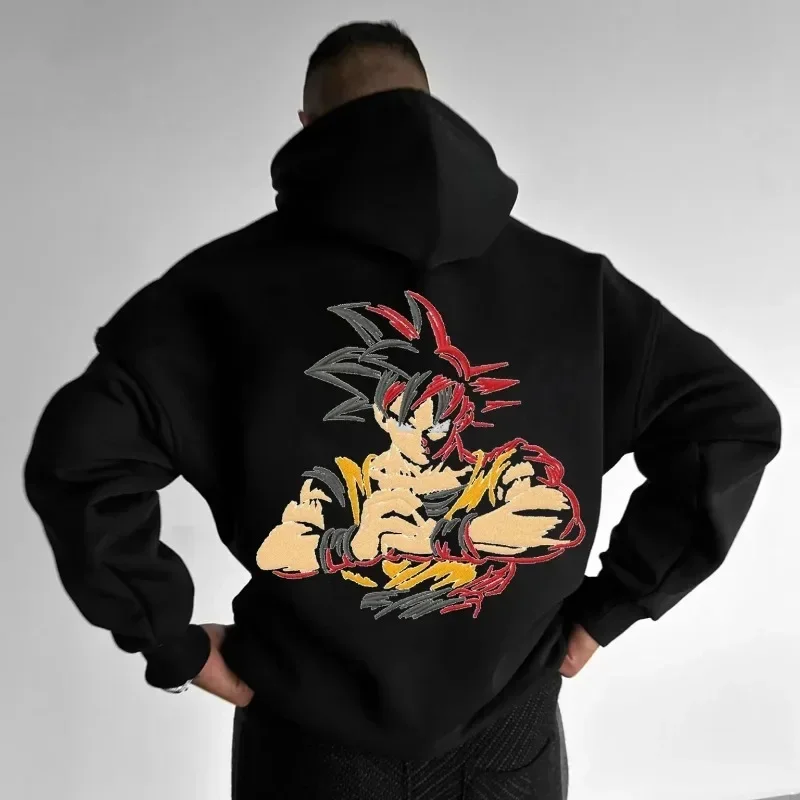 دراغون بول تريند المتضخم الخريف والشتاء الرسوم المتحركة اليابانية الطرفية هوديي موضة فضفاضة الثقيلة الرجال والنساء هوديس