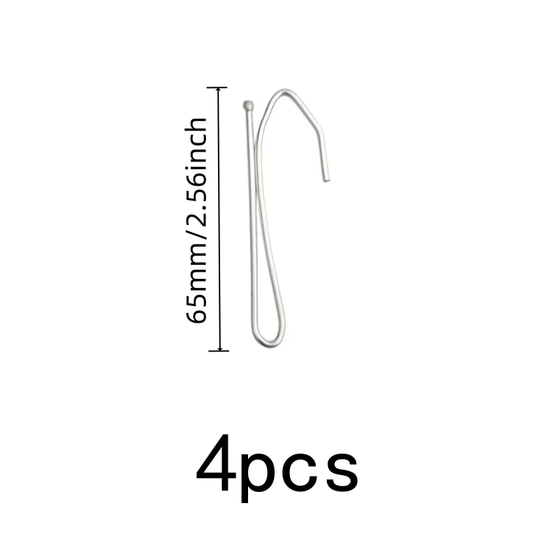 4 pcs Single Curtain Hooks, Silver Iron Material, suitable for Living Room Curtain Rod, Rust Resistant Durable