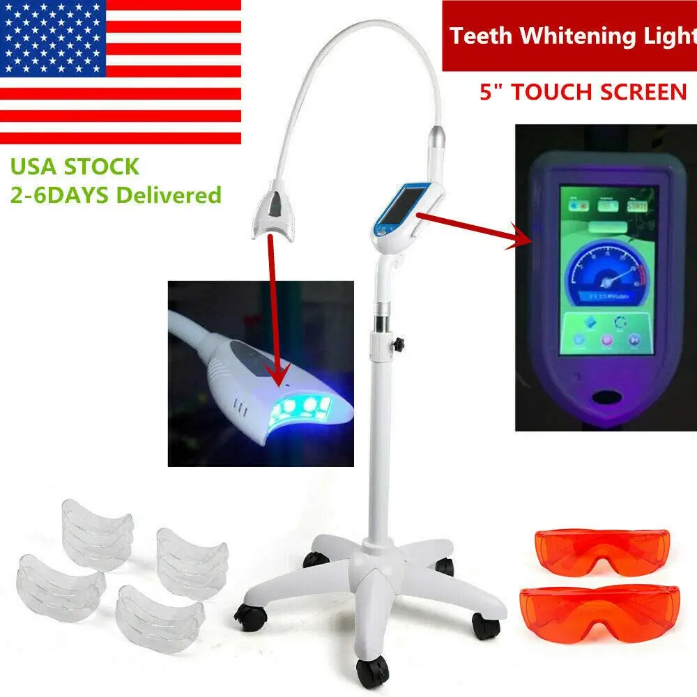 Dental Mobile Teeth Whitening System Accelerator 5" Touch Screen LED Light Lamp Bleaching 80" Professional Machine Adjustable