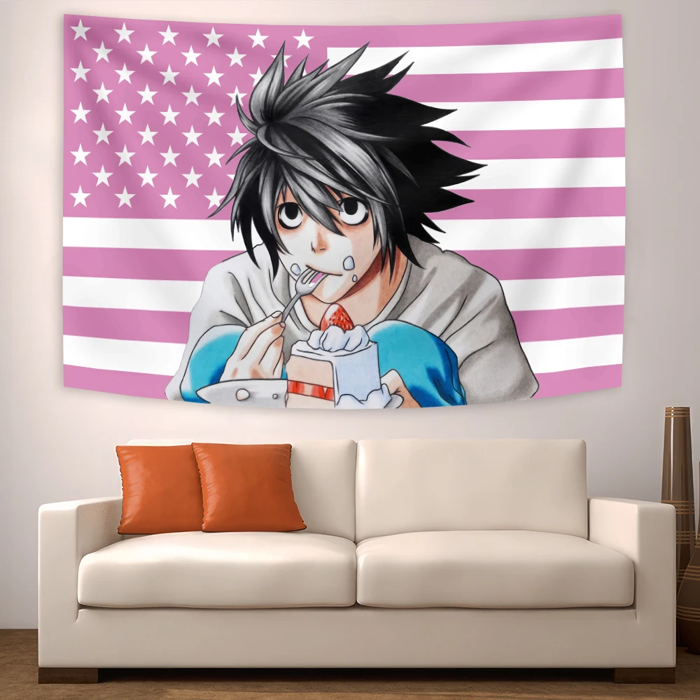 2025 Classic Anime Flags Death Note Tapestry Living Room And Bedroom Dorm Decoration Eadboard Aesthetic Room Decoration Tapestry