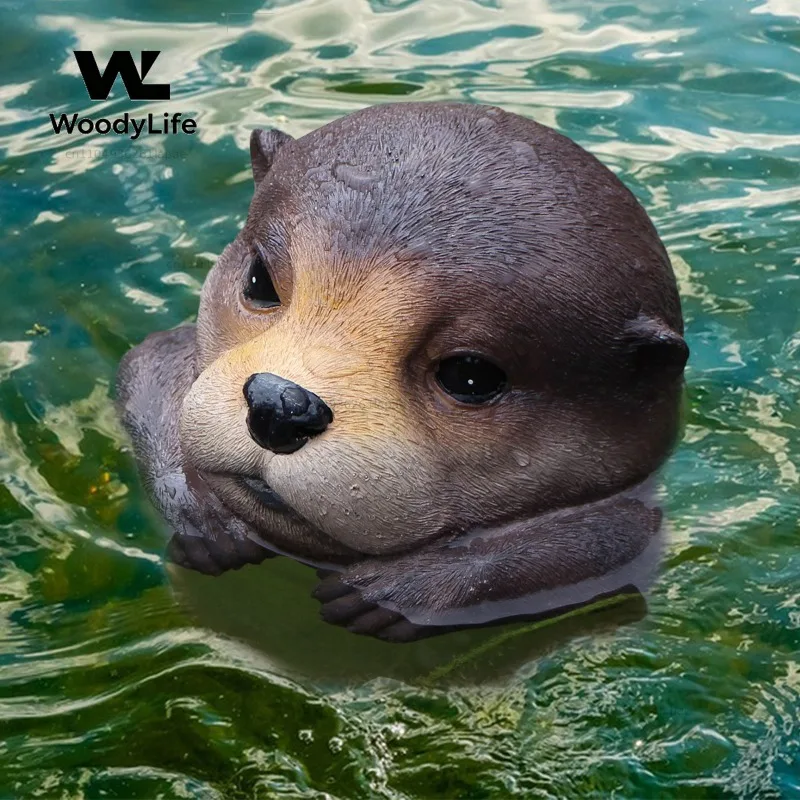 Outdoor Garden Garden Pond Decoration Landscaping Simulation Animal Otter Head Floating Resin Crafts