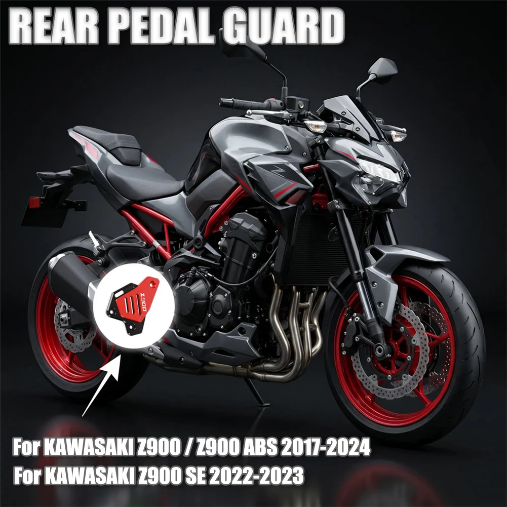 

For KAWASAKI Z 900 Z900 ABS SE 2017 2018 2019 2020-2024 Motorcycle Rear Brake Footpeg Heel Plates Footrest Guard Protector Cover