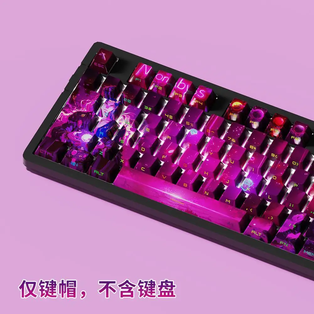 

129 Keys Neon Abyss Keycaps Translucent Keys PBT Keycap Chreey Keycaps Dye-sub Mechanical Keyboard Caps for 64/68/71/108