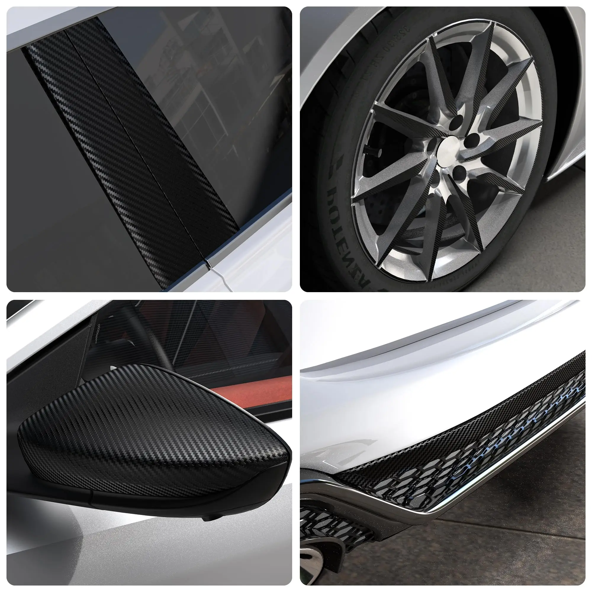 1-5 meter carbon fiber texture car sticker, door mirror sticker, protective strip, DIY protective film