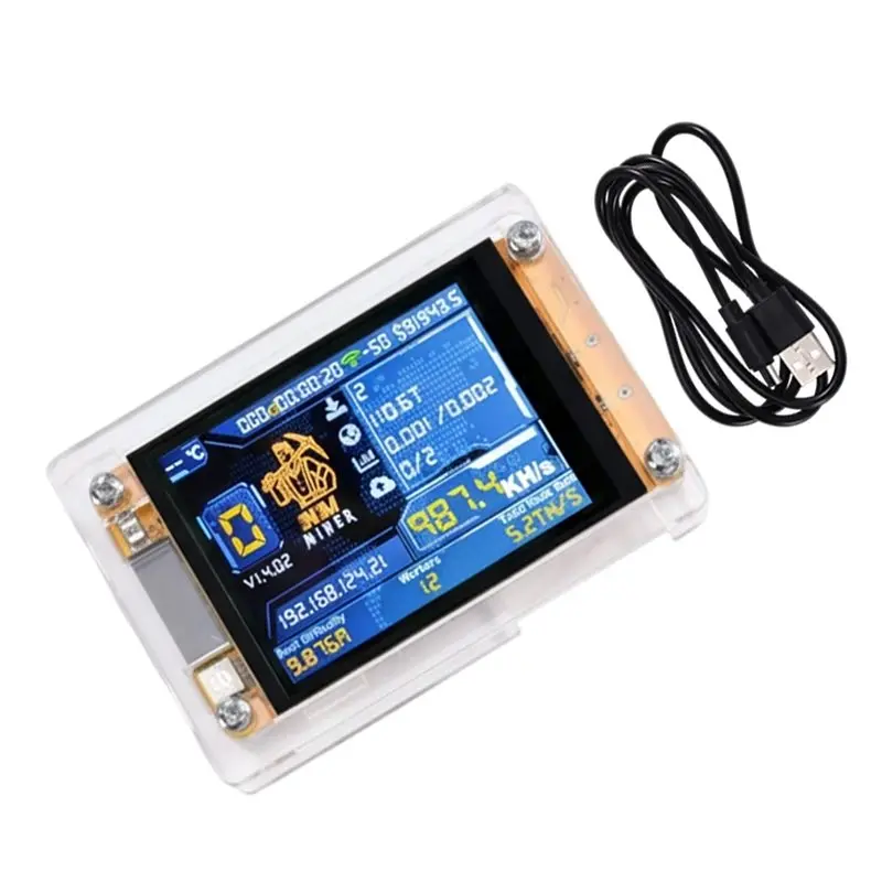 AT29-Bitcoin Crypto Solo Lottery Miner Upgraded 990KH/S Nmminer Nerdminer Harshrate 2.4 Inch Smart Display Nerdminer
