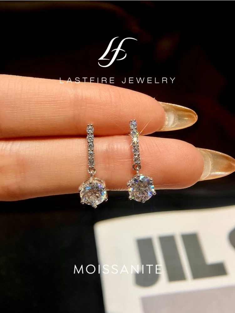 

Роскошные сертифицированные серьги-подвески с муассанитом 1 карат, цвет D, для женщин, из стерлингового серебра 925 пробы, оригинальные свадебные ювелирные изделия