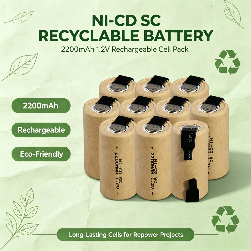 Wkrętarka, wiertarka elektryczna, baterie SC 1.2V 2200mAh Sub C Ni-Cd, akumulator do ładowania z złączem, narzędzie elektryczne, ogniwa NiCd SUBC — 2