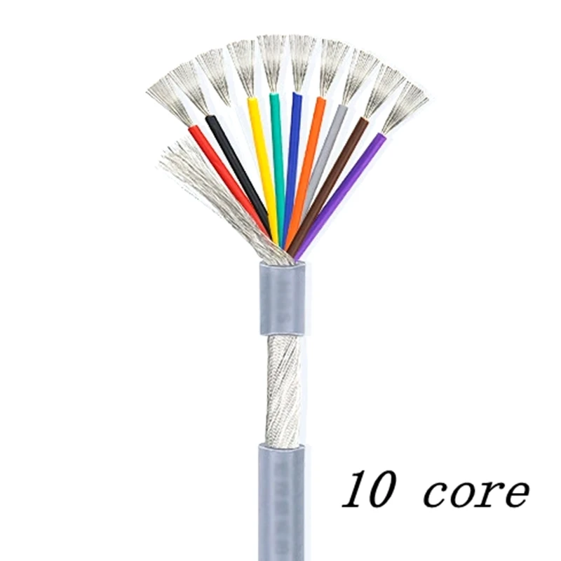 Cable blindado de 10 núcleos para amplificador/dispositivos electrónicos, 10 metros, 28AWG 2547, 2,1 canales, Cable de señal de línea de Audio