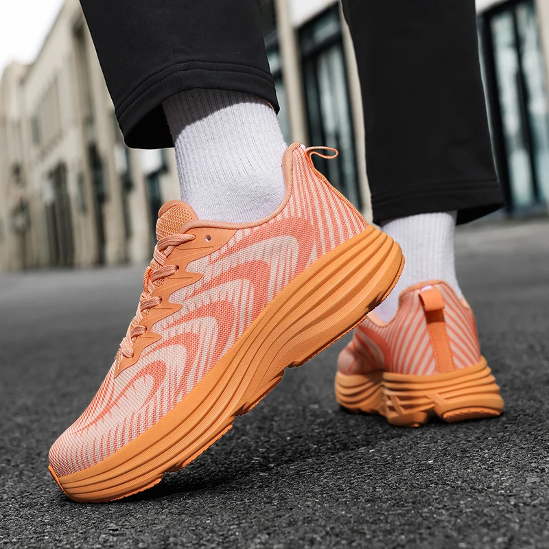High Quality Fashion Orange Running Shoes for Men Breathable Mesh Men's Athletic Shoes Big Size 48 Platform Outdoor Sneakers Men
