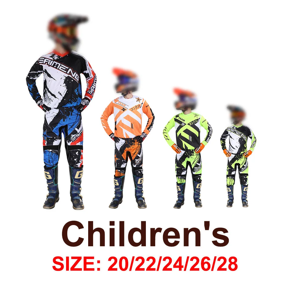 Motocross Gear Set para crianças, Dirt Bike, terno de corrida, Downhill Jersey, calças Kits, motocicleta, Off-Road, MX, BTT, meninos, meninas,